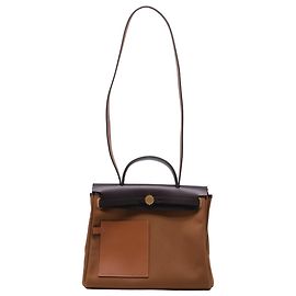 Hermès Herbag Zip 31 Pocket Bag in Brown Canvas