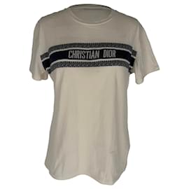 Camiseta Christian Dior en algodón blanco con estampado gráfico de logotipo
