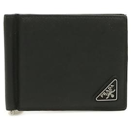 Portafoglio con clip in pelle Prada
