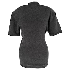Jacquemus Castagna Rollkragenpullover mit kurzen Ärmeln aus grauer Merinowolle