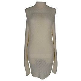 Mini abito maglia con collo alto in macramè Totême in viscosa bianca