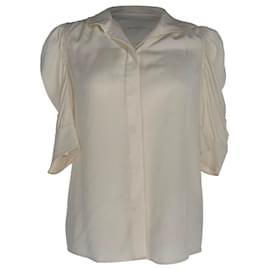 Frame Denim Blusa FRAME Gillian con maniche a sbuffo in seta avorio