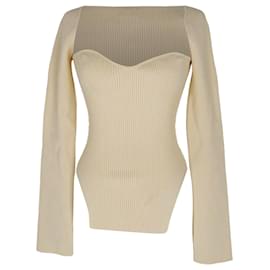 Khaite Maddy Langarmshirt aus gerippter Viskose in Creme