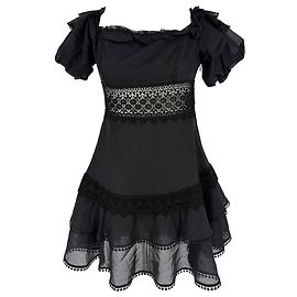 Autre Marque Vestido corto Charo Ruiz en algodón negro con ribete de encaje