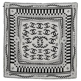 Chanel CC Logo Schal Schwarz Wolle