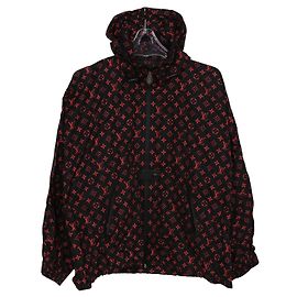 Louis Vuitton Chaqueta con capucha de nailon con monograma rojo