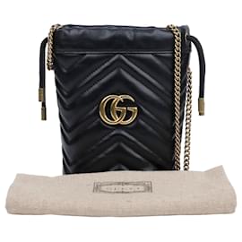 Mini borsa a secchiello GG Marmont nera - Gucci