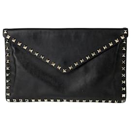 Pochette Rockstud en cuir noir - Valentino Garavani
