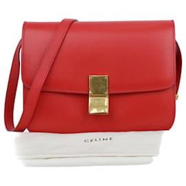 Classic Box Schultertasche aus Leder in Rot, Größe Medium - Céline