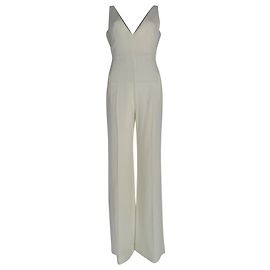 Roland Mouret Ärmelloser Jumpsuit mit V-Ausschnitt von Rouland Mouret aus cremefarbener Polyester