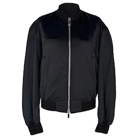 Chaqueta bomber Dior Homme Signature con logotipo bordado en la espalda en satén negro