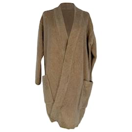 Abrigo abierto Max Mara con bolsillos en lana de mohair marrón