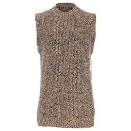 Ganni Ärmelloser Rollkragenpullover aus brauner Merinowolle