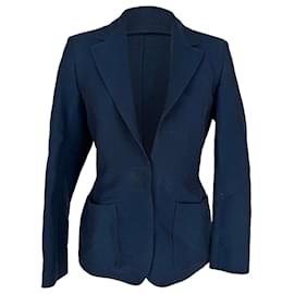 Blazer de botonadura sencilla Lanvin con bolsillos en lino azul marino