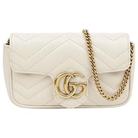Borsa Super Mini Matelassé Gg Marmont Bianco - Gucci