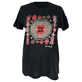 Etro T-Shirt mit Rundhalsausschnitt und geometrischem Print aus schwarzer Baumwolle