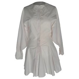 Mini abito a trapezio con maniche lunghe Alaïa in cotone bianco