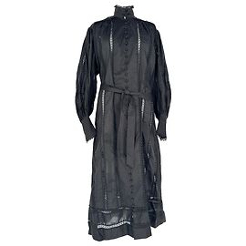 Zimmermann Belted High-Neck Midi Set Dress in Black Cotton