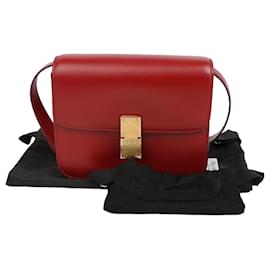 Borsa a tracolla Mini Classic Box in pelle di vitello rossa - Céline