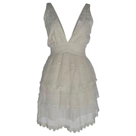 Vestido mini de encaje con volantes LoveShackFancy en algodón blanco