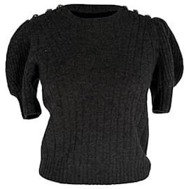 Alexander McQueen Strickbluse mit Puffärmeln aus schwarzer Wolle - Alexander Mcqueen