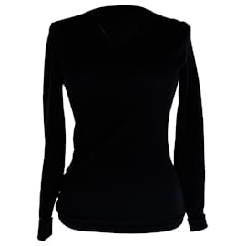 Alaïa V-Ausschnitt Pullover aus schwarzer Wolle