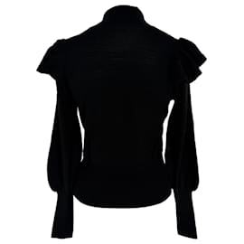 Zimmermann Strickpullover mit hohem Ausschnitt aus schwarzer Merinowolle