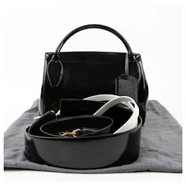 Grande borsa tote e borsa a tracolla in pelle nera a tre tracolle - Thom Browne