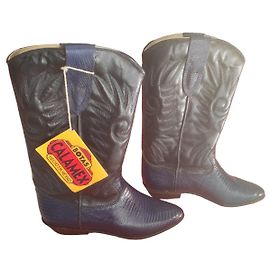 Autre Marque Botas Vaqueras CALAMEX Cuero Lagarto Azul Marino