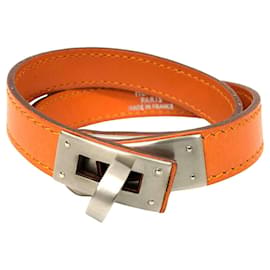 Hermes Leather Charm Bracelet in Orange - Hermès