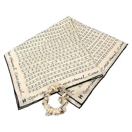 Chanel Ivory Silk Scarf Set