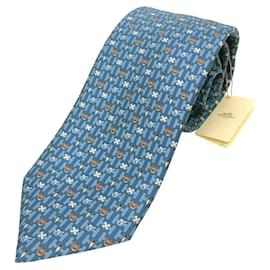 Cravatta in seta blu Hermes - Hermès
