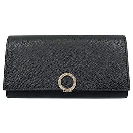 Bulgari Portafoglio lungo Clip Bvlgari in pelle nera