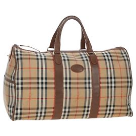 Borsa Boston Burberrys Nova Check in tela beige e oro Auth 192209