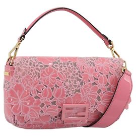 FENDI Flower Mamma Baguette Schultertasche Lackleder 2way Rosa 8BR600 Auth yk20690SAM