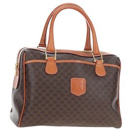 Céline Borsa CELINE Macadam Canvas PVC Pelle Marrone Oro Auth 191820V