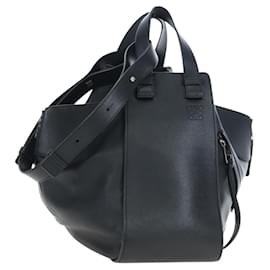 LOEWE Hammock Medium Hand Bag Leather 2way Black Silver Auth ep15172SAV - Loewe