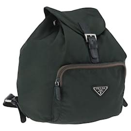 PRADA Rucksack Nylon Grün Silber Auth hk3999