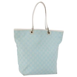 Borsa Tote GUCCI GG Canvas Azzurro Oro 002 1098 Auth 193504