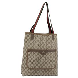 Borsa Tote GUCCI GG Supreme Web Sherry Line in PVC Beige 40 02 003 Auth 193566