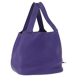 Hermès Borsa HERMES Picotan Lock MM in pelle viola argento ar14140SM