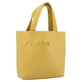 Borsa a mano PRADA in pelle gialla Auth BA14118