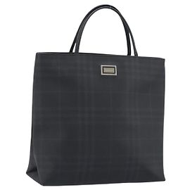 Borsa a mano BURBERRY Nova Check in PVC e pelle blu navy argento ep15470