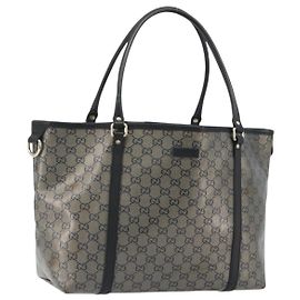 Bolso Tote GUCCI GG Crystal de lona revestida Navy Gold 197953 Auth bs36273