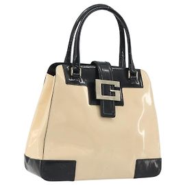 Borsa GUCCI Patent Beige Black 002 1103 Auth ep15459