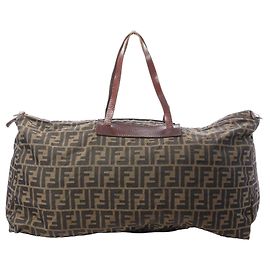 Borsa da viaggio FENDI in tela Zucca e pelle marrone