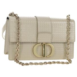 Christian Dior 30 Montaigne Chain Flap Micro Cannage aus metallisiertem Kalbsleder