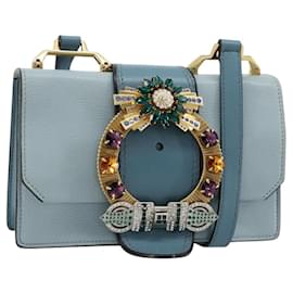 Miu Miu Madras Crystal Buckle Leather Small