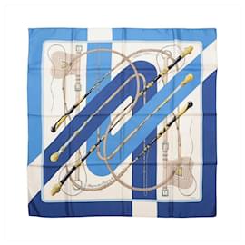 Pañuelo de seda Hermès Carré 90 "Clic Clac" azul