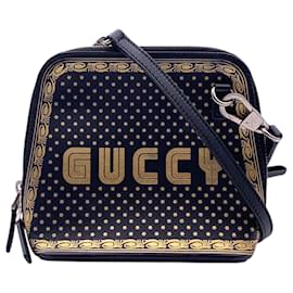 Gucci Mini borsa a tracolla a cupola Guccy Stars in pelle nera e oro